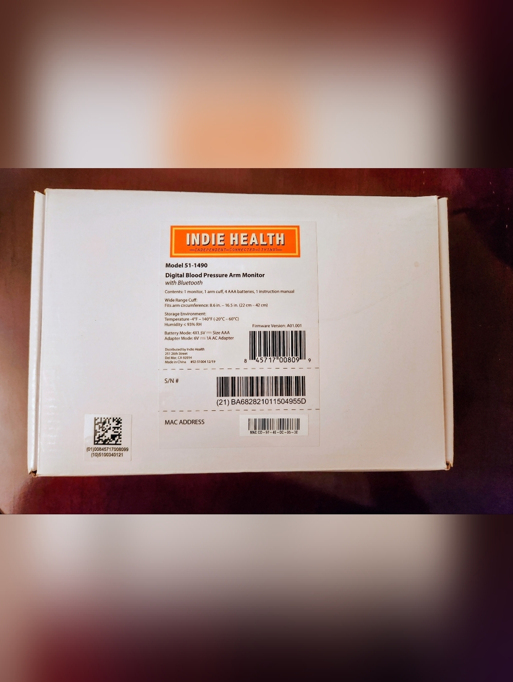 Indie Health Upper Arm Blood Pressure Monitor 51-1490
